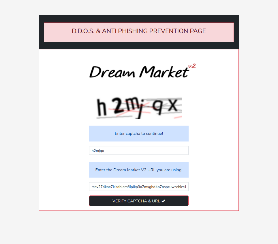 Dream Market V2 Enhanced Login Interface with Multi-Factor Authentication